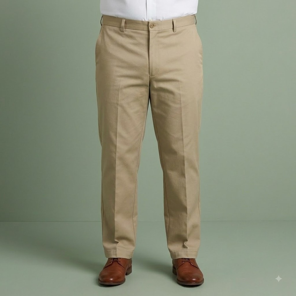 Haggar Cool 18 Pro Pants Men's Khaki Classic Fit Dress Slacks